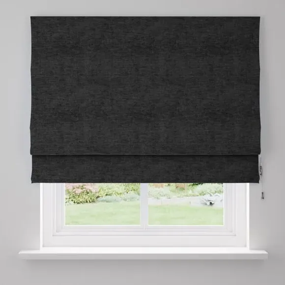 Blackout Roman Blind - Black, Chenille