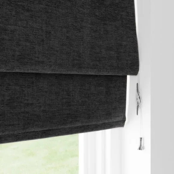 Blackout Roman Blind - Black, Chenille