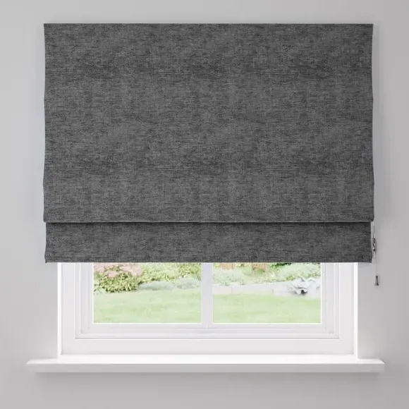 Blackout Roman Blind - Charcoal, Chenille