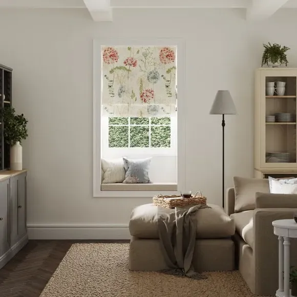 Blackout Roman Blind Floral - Natural image