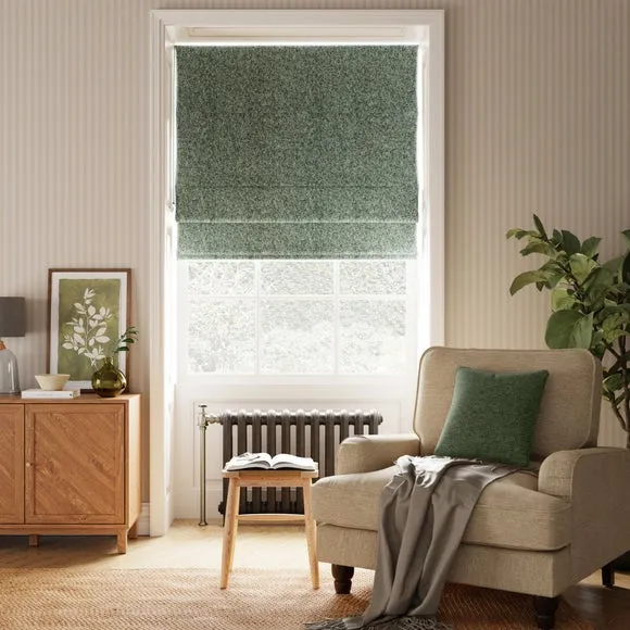 Blackout Roman Blind - Green, Chenille
