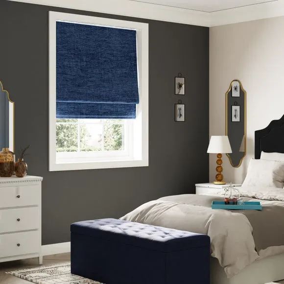 Blackout Roman Blind - Indigo, Chenille