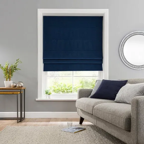 Blackout Roman Blind - Navy, Woven Fabric