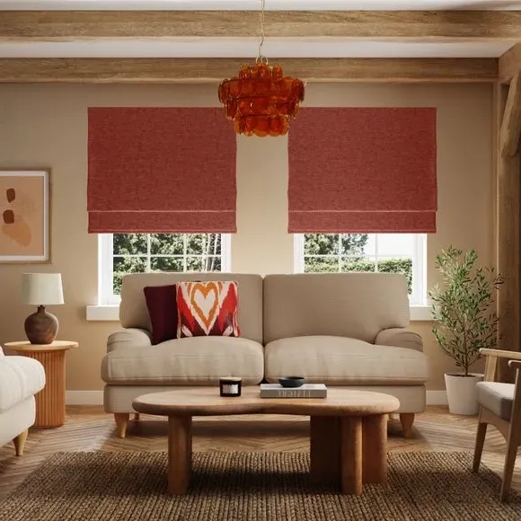 Blackout Roman Blind - Orange, Woven Fabric