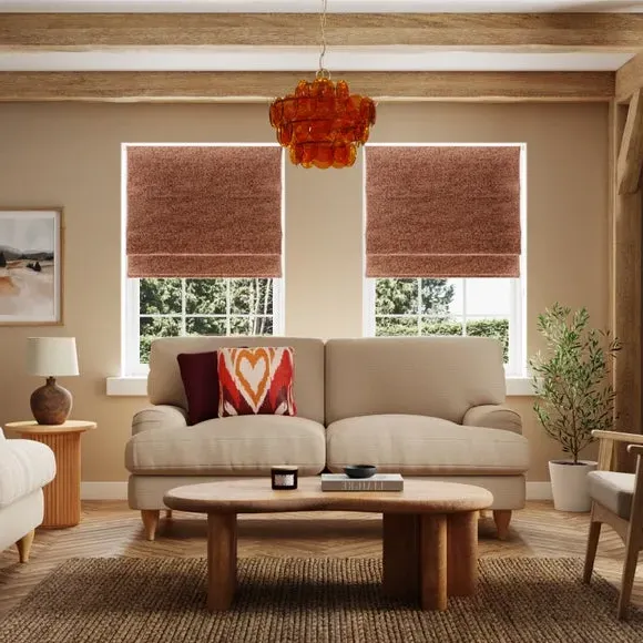 Blackout Roman Blind - Rust, Chenille