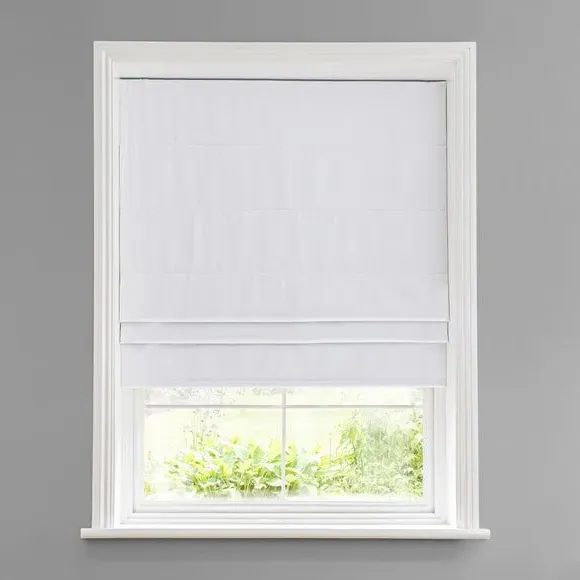 Blackout Roman Blind - White, Woven Fabric