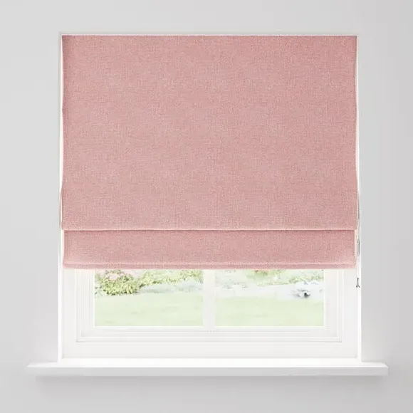 Blackout Roman Blind with Textured Weave - Blush