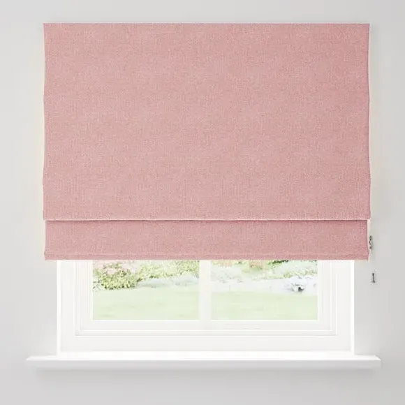 Blackout Roman Blind with Textured Weave - Blush
