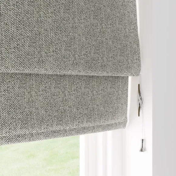 Blackout Roman Blind with Textured Weave - Charcoal
