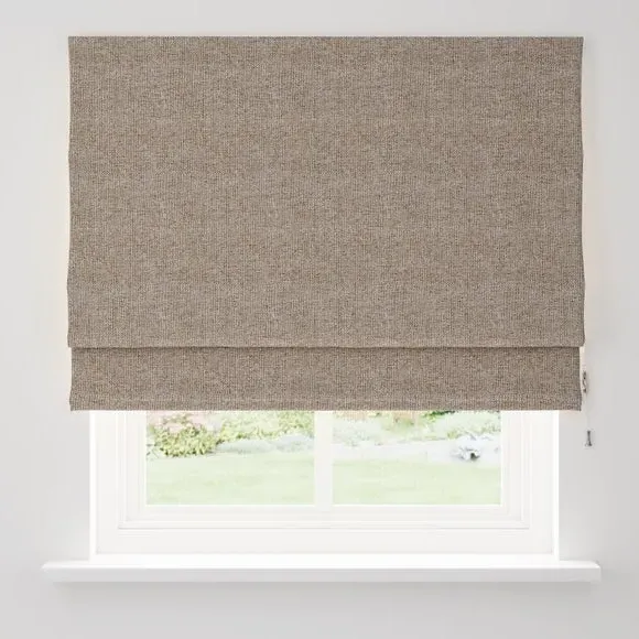 Blackout Roman Blind with Textured Weave - Fawn