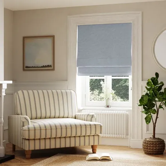 Blackout Roman Blind with Textured Weave - Navy