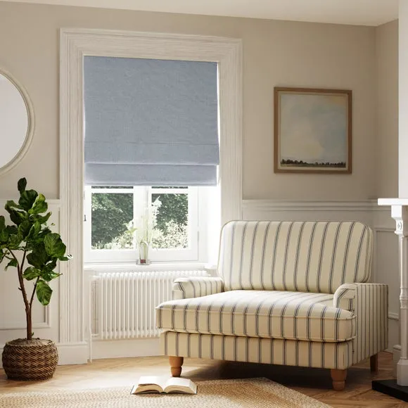 Blackout Roman Blind with Textured Weave - Navy