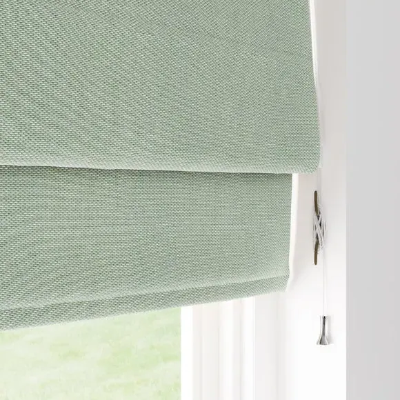 Blackout Roman Blind with Textured Weave - Sage