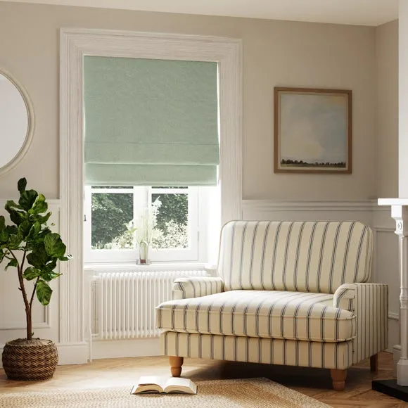 Blackout Roman Blind with Textured Weave - Sage