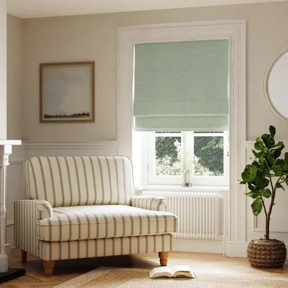 Blackout Roman Blind with Textured Weave - Sage