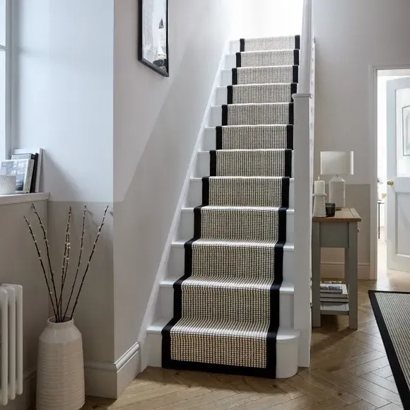 Bobble Stair Runner with Dot Border - Black image
