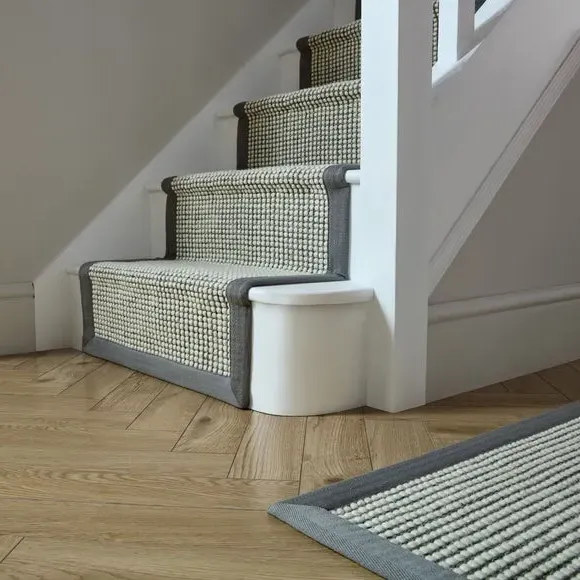 Bobble Stair Runner with Dot Border - Grey