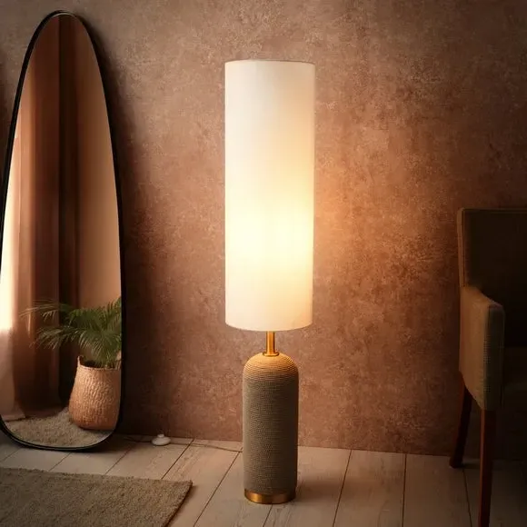 Boho Floor Lamp with Foot Switch - Off-White