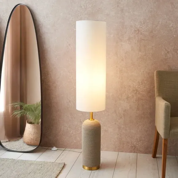 Boho Floor Lamp with Foot Switch - Off-White image