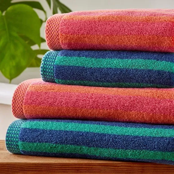 Bold Stripe Cotton Towel - Fuchsia, Cotton