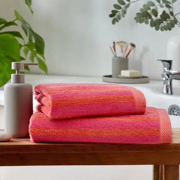 Bold Stripe Cotton Towel - Fuchsia, Cotton