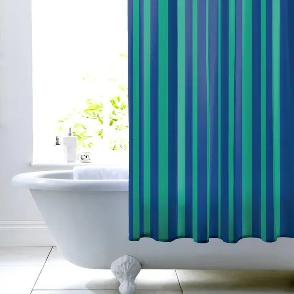 Bold Stripe Shower Curtain - Aqua, Polyester image