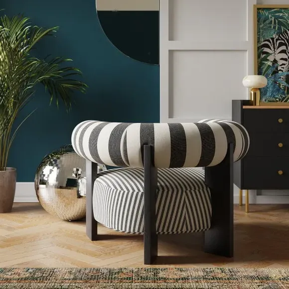 Bolster Accent Chair - Monochrome, Woven Fabric