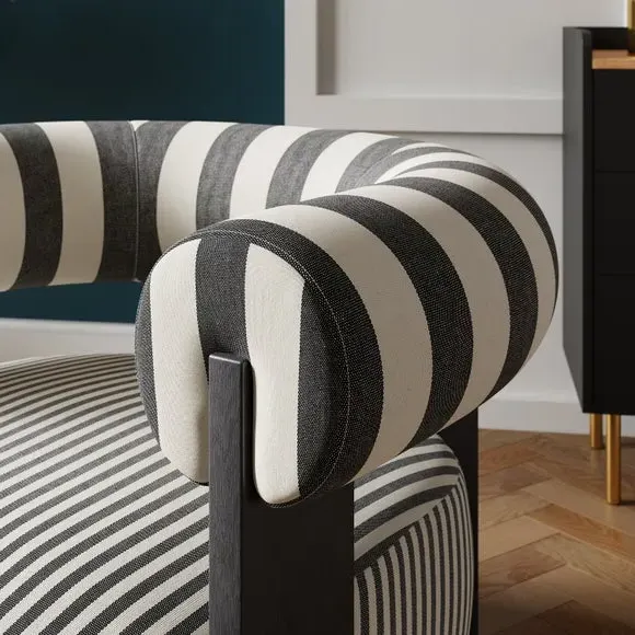 Bolster Accent Chair - Monochrome, Woven Fabric