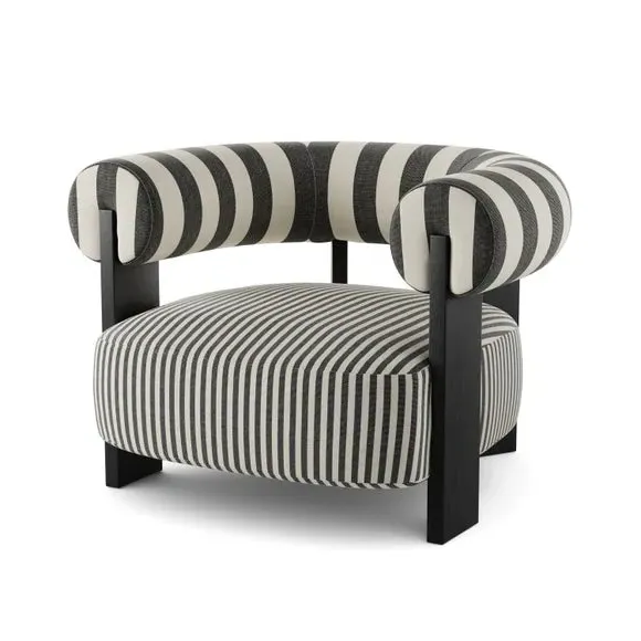 Bolster Accent Chair - Monochrome, Woven Fabric