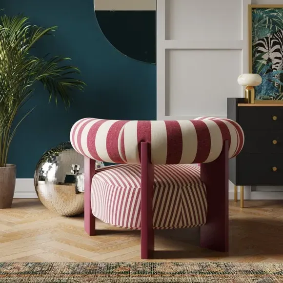 Bolster Accent Chair with Curved Arms - Mulberry