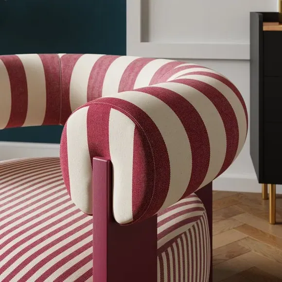 Bolster Accent Chair with Curved Arms - Mulberry