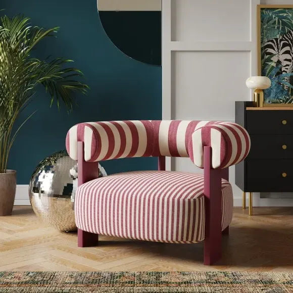 Bolster Accent Chair with Curved Arms - Mulberry image