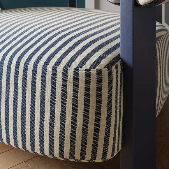 Bolster Accent Chair with Curved Arms - Navy, Fabric