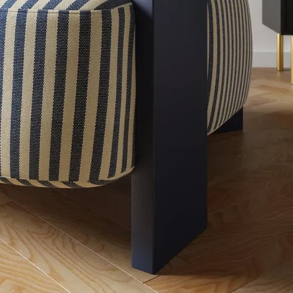Bolster Accent Chair with Curved Arms - Navy, Fabric
