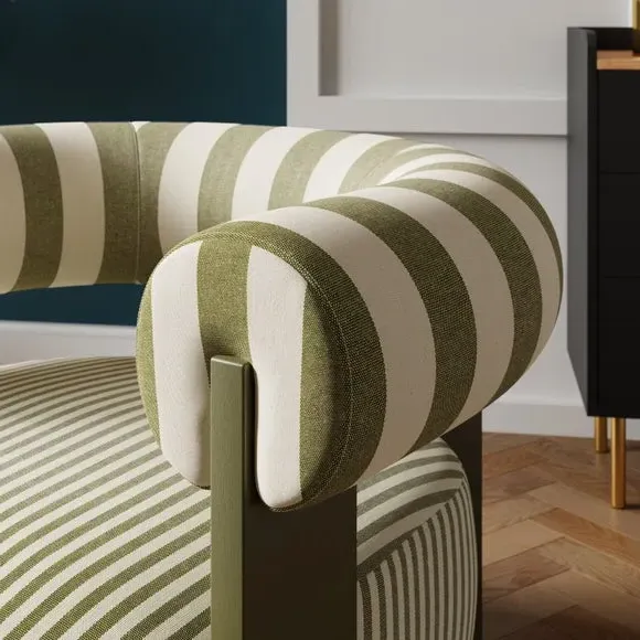 Bolster Accent Chair with Curved Arms - Olive, Fabric
