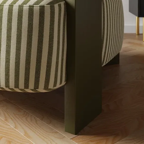 Bolster Accent Chair with Curved Arms - Olive, Fabric