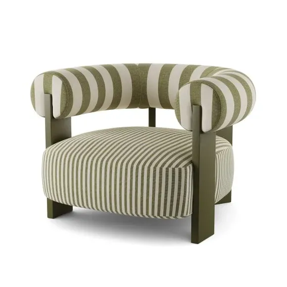 Bolster Accent Chair with Curved Arms - Olive, Fabric