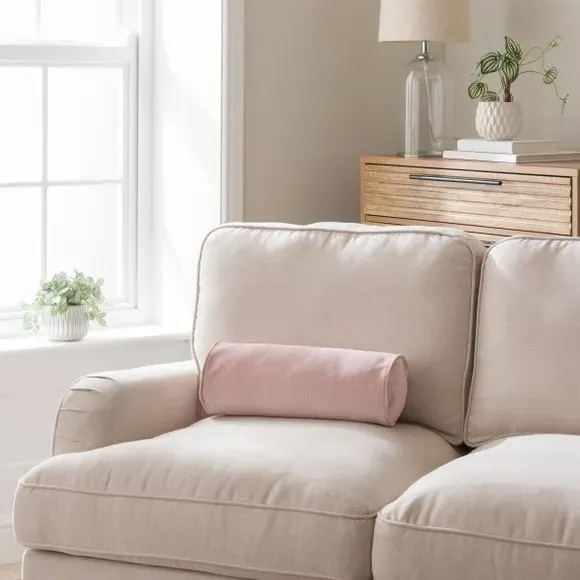 Bolster Cushion Cover with Zip - Blush, Velour image