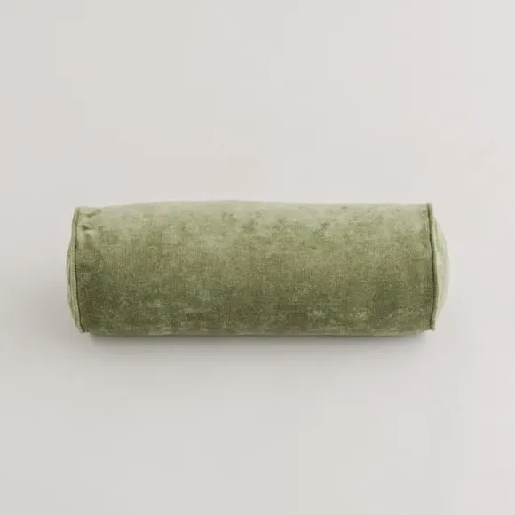 Bolster Cushion Cover with Zip - Olive, Velour