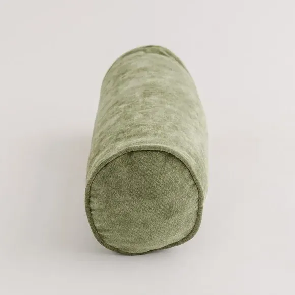 Bolster Cushion Cover with Zip - Olive, Velour