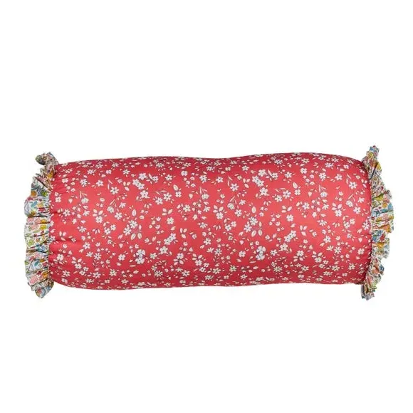 Bolster Cushion with Frill Detail - Pink, Cotton
