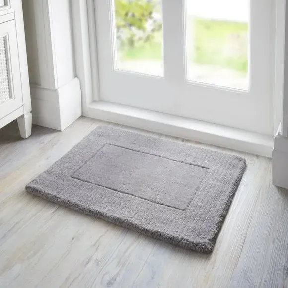 Border Doormat with Cut Loop Pile - Natural, Wool