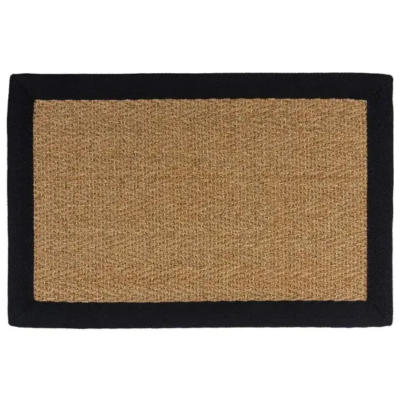 Border Doormat with Slip-Resistant - Black, Sisal