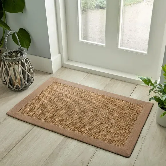 Border Doormat with Slip-Resistant - Natural, Sisal