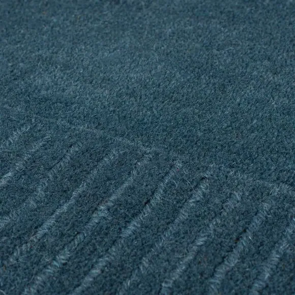 Border Rug Hand Tufted - Blue, Wool