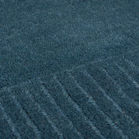 Border Rug Hand Tufted - Blue, Wool
