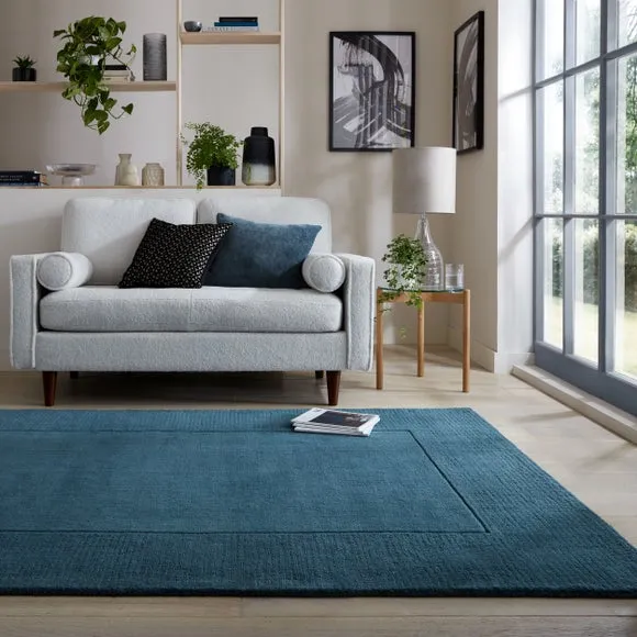 Border Rug Hand Tufted - Blue, Wool