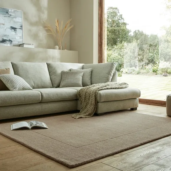 Border Rug Hand Tufted - Dark Natural, Wool