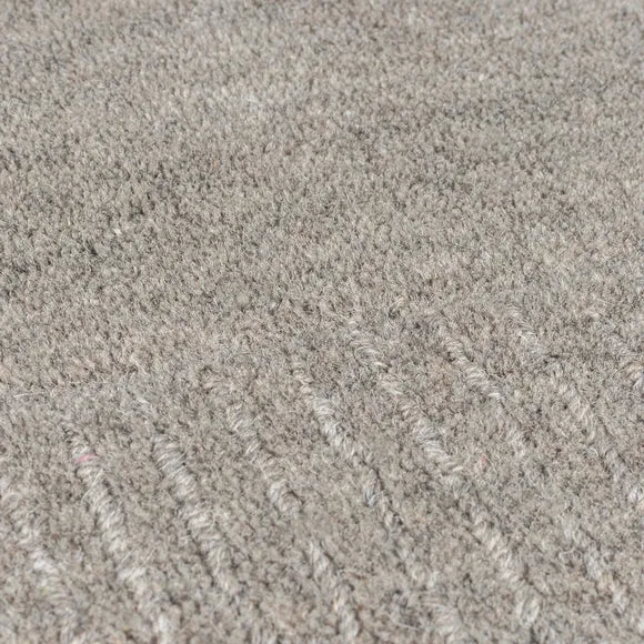 Border Rug Hand Tufted - Grey, Wool