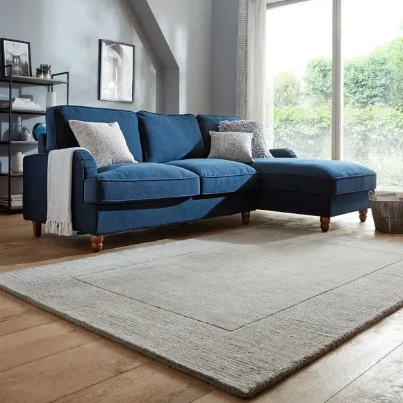 Border Rug Hand Tufted - Grey, Wool